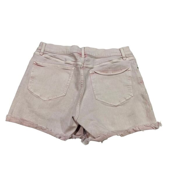 Express Pink Midi Mid Rise Raw Hem Denim Shorts - Size 12 - Picture 2 of 11